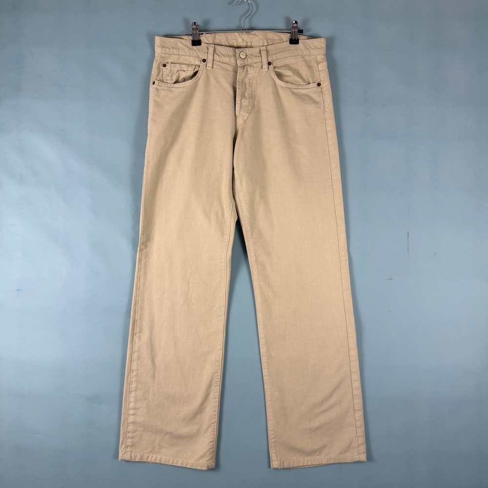 Vintage Y2K 7 For All Mankind Mens 32 Beige Relaxed Button Fly Jeans Made in USA